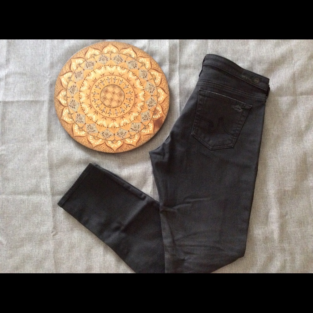 AG Skinny Legging Ankle Jean Distressed Black
